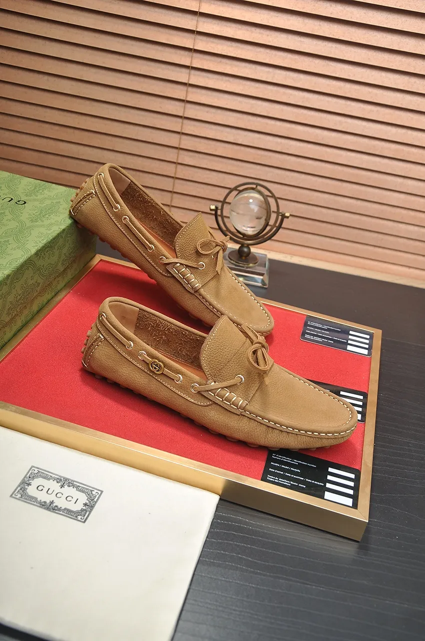 Men's Men's Shoes💰420💶【GUCCI】 (High-end Niuli) New 🍀Gucci*——Gucci Doudou Shoes! Made of imported original cowhide, the inner top layer is comfortable cowhide lining! Original wear-resistant rubber outsole! High quality products! Code number 38-44!